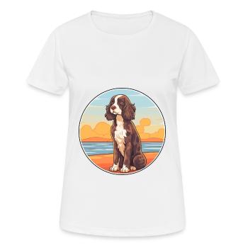 French Spaniel Dog Breed Cartoon Kawaii Clipart - Women's Breathable T-Shirt - white - Front - AI Model Female 172 dark (172cm)