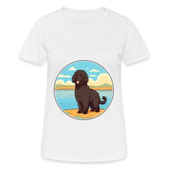 Frison chien d’eau race Cartoon Kawaii Clipart chien - T-shirt respirant Femme - blanc - Devant - AI Model Female 172 dark (172cm)