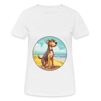 Chien de chasse allemand Terrier race Cartoon Kawaii - T-shirt respirant Femme - blanc - Devant - AI Model Female 172 dark (172cm)