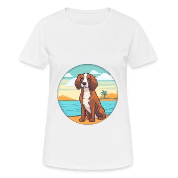 Épagneul allemand chien race Cartoon Kawaii Clipart - T-shirt respirant Femme - blanc - Devant - AI Model Female 172 dark (172cm)