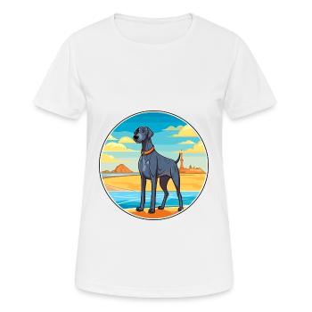 Große Dogge Hund Rasse Cartoon Kawaii Clipart Hund - Frauen T-Shirt atmungsaktiv - Weiß - Vorne - AI Model Female 172 dark (172cm)