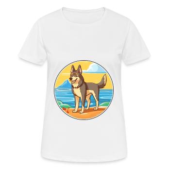 Chien-loup tchécoslovaque race chien dessin animé Kawaii chien - T-shirt respirant Femme - blanc - Devant - AI Model Female 172 dark (172cm)