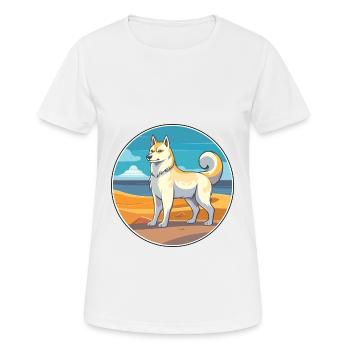 Ostsibirische Laika-Hunderasse Karikatur Kawaii-Hund - Frauen T-Shirt atmungsaktiv - Weiß - Vorne - AI Model Female 172 dark (172cm)