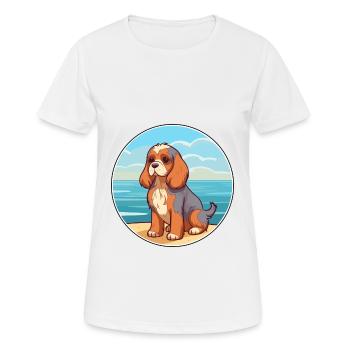 English Toy Spaniel Dog Breed Cartoon Kawaii Dog - Women's Breathable T-Shirt - white - Front - AI Model Female 172 dark (172cm)