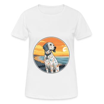 English Setter Dog Breed Cartoon Kawaii Clipart - Women's Breathable T-Shirt - white - Front - AI Model Female 172 dark (172cm)