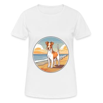 Foxterrier Glatter Hund Rasse Cartoon Kawaii Hund - Frauen T-Shirt atmungsaktiv - Weiß - Vorne - AI Model Female 172 dark (172cm)