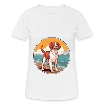 Français Bretagne chien race Cartoon Kawaii Clipart - T-shirt respirant Femme - blanc - Devant - AI Model Female 172 dark (172cm)
