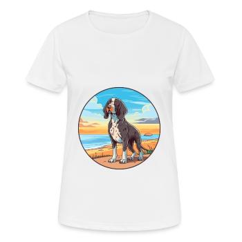 Frisian Pointing Dog Breed Cartoon Kawaii Clipart - Women's Breathable T-Shirt - white - Front - AI Model Female 172 dark (172cm)