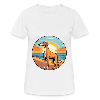 Galgo Español Hund Rasse Cartoon Kawaii Clipart Hund - Frauen T-Shirt atmungsaktiv - Weiß - Vorne - AI Model Female 172 dark (172cm)