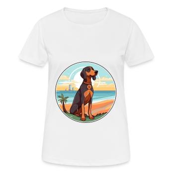 Chien de chasse allemand race Cartoon Kawaii Clipart chien - T-shirt respirant Femme - blanc - Devant - AI Model Female 172 dark (172cm)