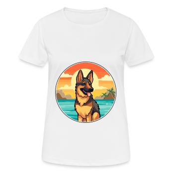 German Shepherd Dog Breed Cartoon Kawaii Clipart - Women's Breathable T-Shirt - white - Front - AI Model Female 172 dark (172cm)