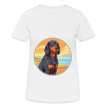 Gordon Setter chien race Cartoon Kawaii Clipart chien - T-shirt respirant Femme - blanc - Devant - AI Model Female 172 dark (172cm)