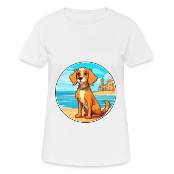 Havenese chien race dessin animé Kawaii Clipart chien animal de compagnie - T-shirt respirant Femme - blanc - Devant - AI Model Female 172 dark (172cm)