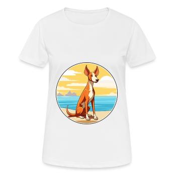 Ibizan Hound Dog Breed Cartoon Kawaii Clipart Dog - Women's Breathable T-Shirt - white - Front - AI Model Female 172 dark (172cm)