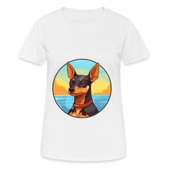 Englischer Toy Terrier Hund Rasse Cartoon Kawaii Hund - Frauen T-Shirt atmungsaktiv - Weiß - Vorne - AI Model Female 172 dark (172cm)