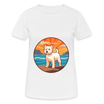Chien Terrier Blanc Anglais Race Cartoon Kawaii Chien - T-shirt respirant Femme - blanc - Devant - AI Model Female 172 dark (172cm)