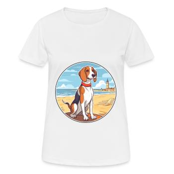 Français Tricolor Hound Dog race Cartoon Kawaii Dog - T-shirt respirant Femme - blanc - Devant - AI Model Female 172 dark (172cm)