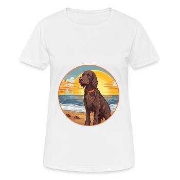 Allemand à poil long Pointer chien race Cartoon Kawaii - T-shirt respirant Femme - blanc - Devant - AI Model Female 172 dark (172cm)