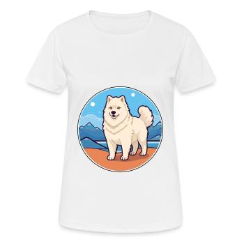 Greenland Dog Breed Cartoon Kawaii Clipart Dog Pet - Women's Breathable T-Shirt - white - Front - AI Model Female 172 dark (172cm)
