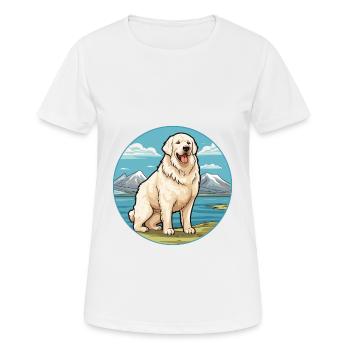 Great Pyrenees Dog Breed Cartoon Kawaii Clipart - Women's Breathable T-Shirt - white - Front - AI Model Female 172 dark (172cm)