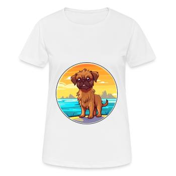 Griffon Bruxellois Race De Chien Cartoon Kawaii Chien - T-shirt respirant Femme - blanc - Devant - AI Model Female 172 dark (172cm)