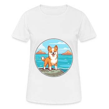 Hokkaido Hunderasse Cartoon Kawaii Clipart Hund Haustier - Frauen T-Shirt atmungsaktiv - Weiß - Vorne - AI Model Female 172 dark (172cm)