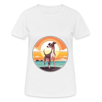 Lévrier italien chien race Cartoon Kawaii Clipart - T-shirt respirant Femme - blanc - Devant - AI Model Female 172 dark (172cm)