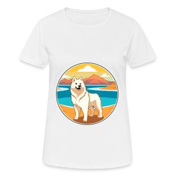 Jindo Dog Breed Cartoon Kawaii Clipart Watercolor - Women's Breathable T-Shirt - white - Front - AI Model Female 172 dark (172cm)