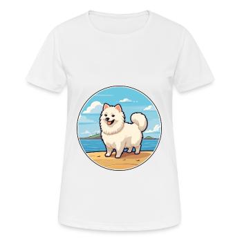 Japanese Spitz Dog Breed Cartoon Kawaii Clipart - Women's Breathable T-Shirt - white - Front - AI Model Female 172 dark (172cm)
