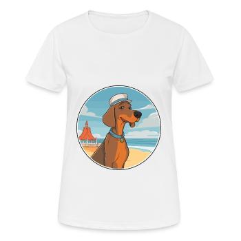 Hanovre chien chien race Cartoon Kawaii Clipart chien - T-shirt respirant Femme - blanc - Devant - AI Model Female 172 dark (172cm)