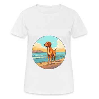 Harrier chien race dessin animé Kawaii Clipart chien animal de compagnie - T-shirt respirant Femme - blanc - Devant - AI Model Female 172 dark (172cm)