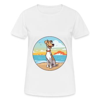 Goéland Terrier chien race Cartoon Kawaii Clipart chien - T-shirt respirant Femme - blanc - Devant - AI Model Female 172 dark (172cm)
