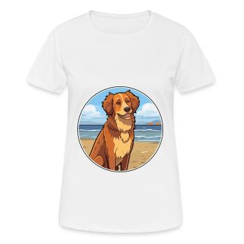 Hovawart chien race dessin animé Kawaii Clipart chien animal de compagnie - T-shirt respirant Femme - blanc - Devant - AI Model Female 172 dark (172cm)