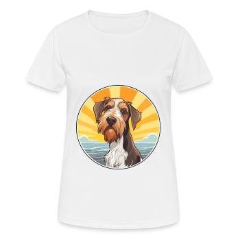Chien de chasse à poil dur d’Istrie race de chien Cartoon Kawaii - T-shirt respirant Femme - blanc - Devant - AI Model Female 172 dark (172cm)