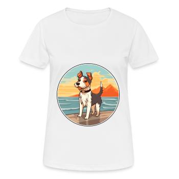 Japanese Terrier Dog Breed Cartoon Kawaii Clipart - Women's Breathable T-Shirt - white - Front - AI Model Female 172 dark (172cm)