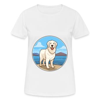 Kuvasz chien race dessin animé Kawaii Clipart aquarelle - T-shirt respirant Femme - blanc - Devant - AI Model Female 172 dark (172cm)