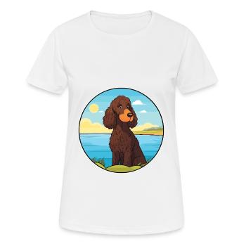 Irischer Wasserspaniel Hund Rasse Cartoon Kawaii Hund - Frauen T-Shirt atmungsaktiv - Weiß - Vorne - AI Model Female 172 dark (172cm)