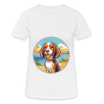 Kerry Beagle chien race dessin animé Kawaii Clipart chien - T-shirt respirant Femme - blanc - Devant - AI Model Female 172 dark (172cm)