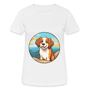 Kooikerhondje chien race dessin animé kawaii Clipart chien - T-shirt respirant Femme - blanc - Devant - AI Model Female 172 dark (172cm)
