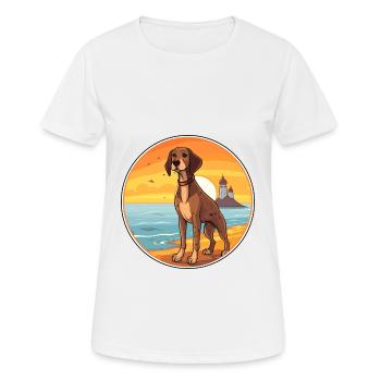 Chien lituanien chien race Cartoon Kawaii Clipart - T-shirt respirant Femme - blanc - Devant - AI Model Female 172 dark (172cm)