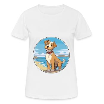 Lucas Terrier chien race dessin animé Kawaii Clipart chien - T-shirt respirant Femme - blanc - Devant - AI Model Female 172 dark (172cm)