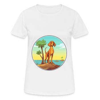 Majestic Tree Hound Dog Breed Cartoon Kawaii Dog - Women's Breathable T-Shirt - white - Front - AI Model Female 172 dark (172cm)