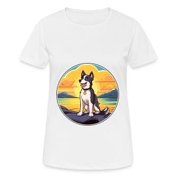 Karelo Finnische Laika-Hunderasse Cartoon Kawaii-Hund - Frauen T-Shirt atmungsaktiv - Weiß - Vorne - AI Model Female 172 dark (172cm)