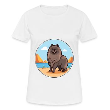Keeshond Dog Breed Cartoon Kawaii Clipart Dog Pet - Women's Breathable T-Shirt - white - Front - AI Model Female 172 dark (172cm)