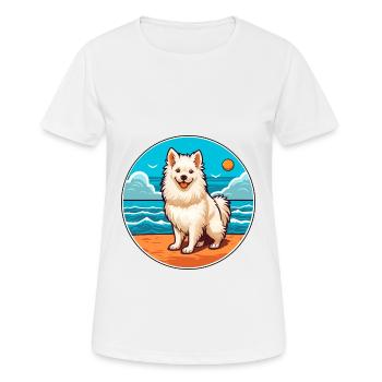 Spitz indien chien race Cartoon Kawaii Clipart chien - T-shirt respirant Femme - blanc - Devant - AI Model Female 172 dark (172cm)