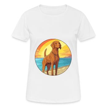 Hongrois Vizsla chien race Cartoon Kawaii Clipart - T-shirt respirant Femme - blanc - Devant - AI Model Female 172 dark (172cm)