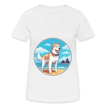 Labrador Husky chien race Cartoon Kawaii Clipart - T-shirt respirant Femme - blanc - Devant - AI Model Female 172 dark (172cm)