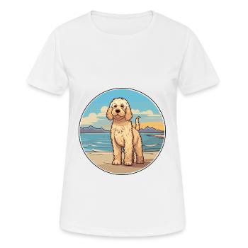 Labradoodle chien race dessin animé Kawaii Clipart chien - T-shirt respirant Femme - blanc - Devant - AI Model Female 172 dark (172cm)