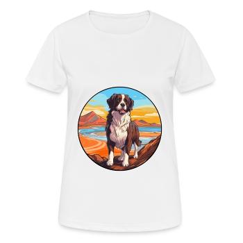 Landseer chien race dessin animé kawaii clipart chien animal de compagnie - T-shirt respirant Femme - blanc - Devant - AI Model Female 172 dark (172cm)