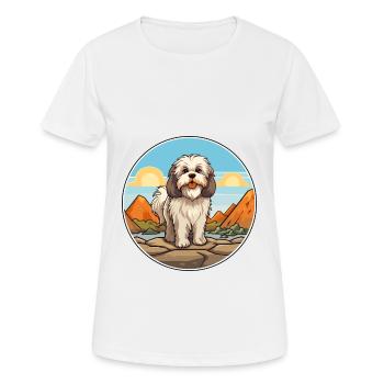 Lhasa Apso Hund Rasse Cartoon Kawaii Clipart Hund - Frauen T-Shirt atmungsaktiv - Weiß - Vorne - AI Model Female 172 dark (172cm)